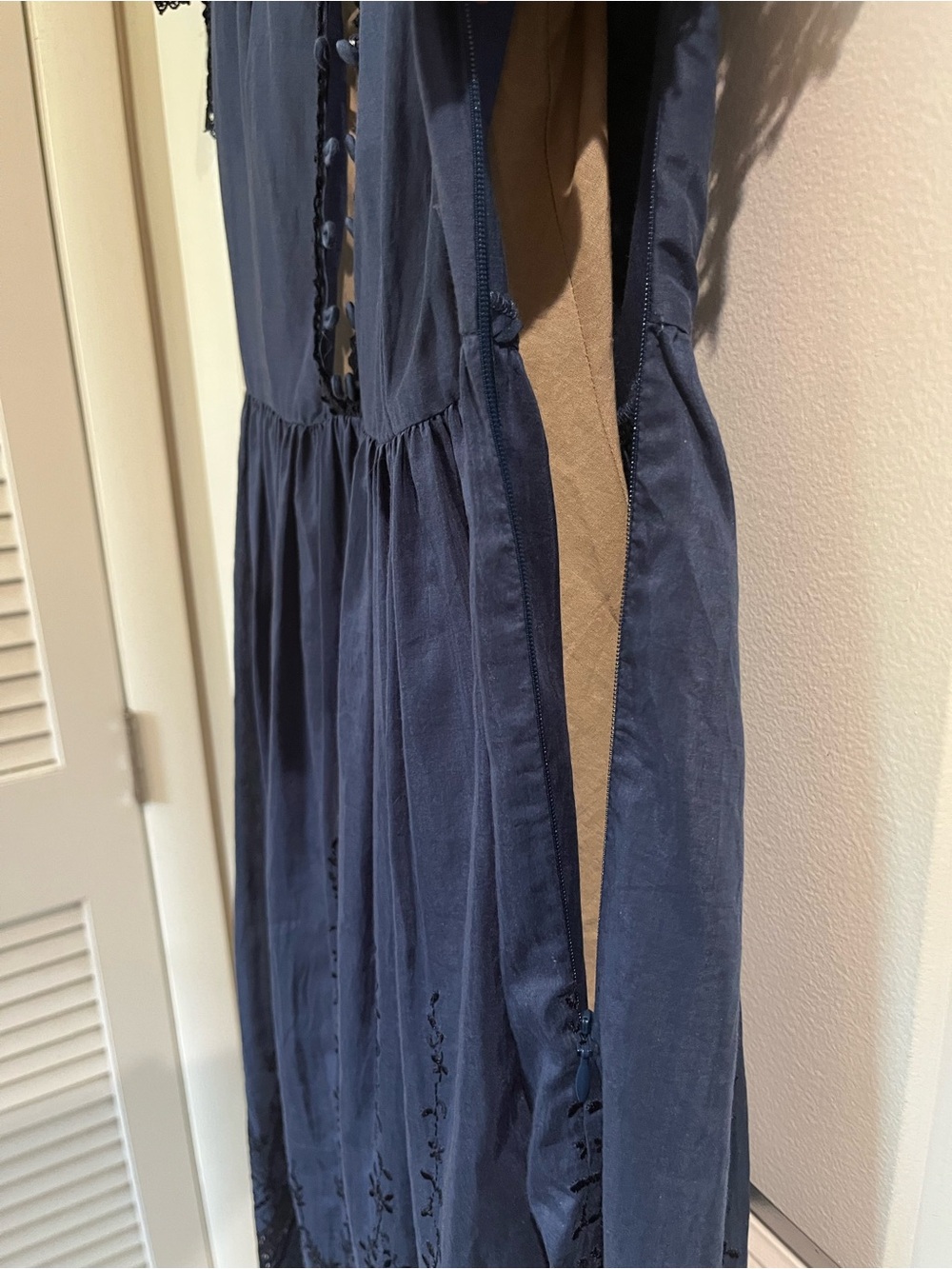 Collette by Collette Dinnigan Blue Lace Inset Midi Dress Sz XXS Dark Romantic - Picture 12 of 14